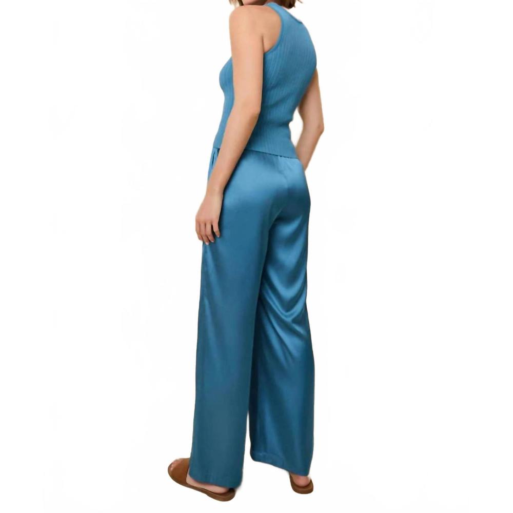 NEW SOLID & STRIPED monaco satin pant in french blue - Picture 2 of 5